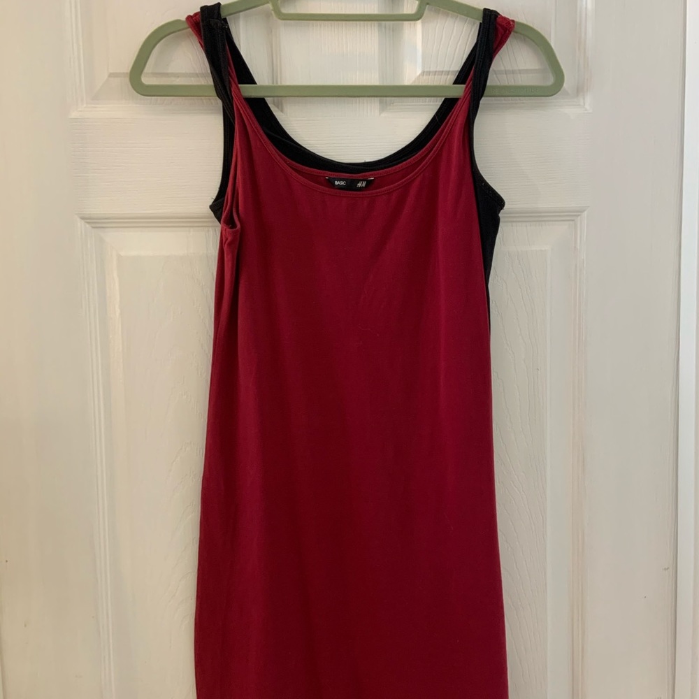 Two bodycon mini dresses (black and red)